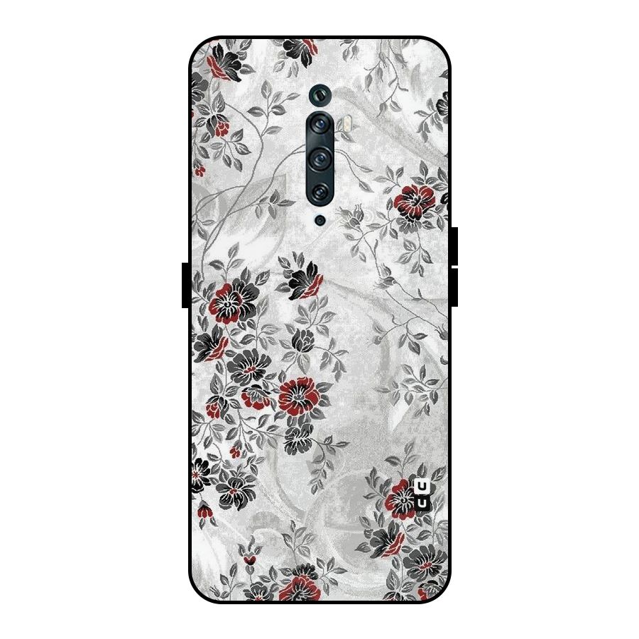 Pleasing Grey Floral Metal Back Case for Oppo Reno2 Z