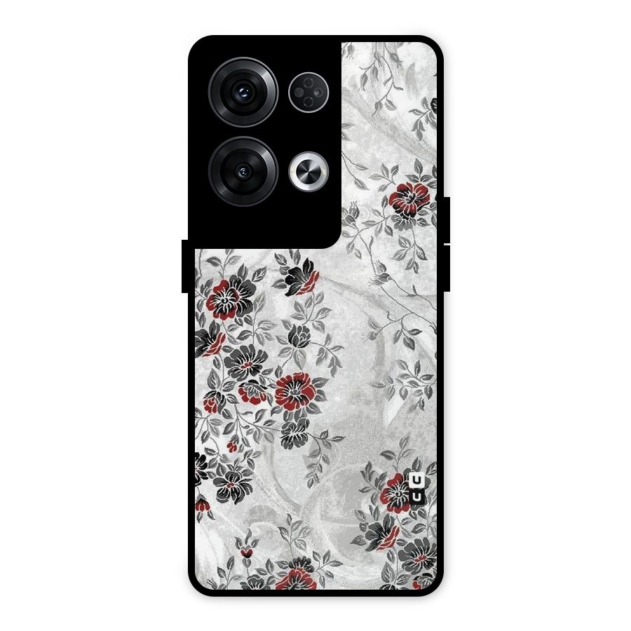 Pleasing Grey Floral Metal Back Case for Oppo Reno8 Pro 5G
