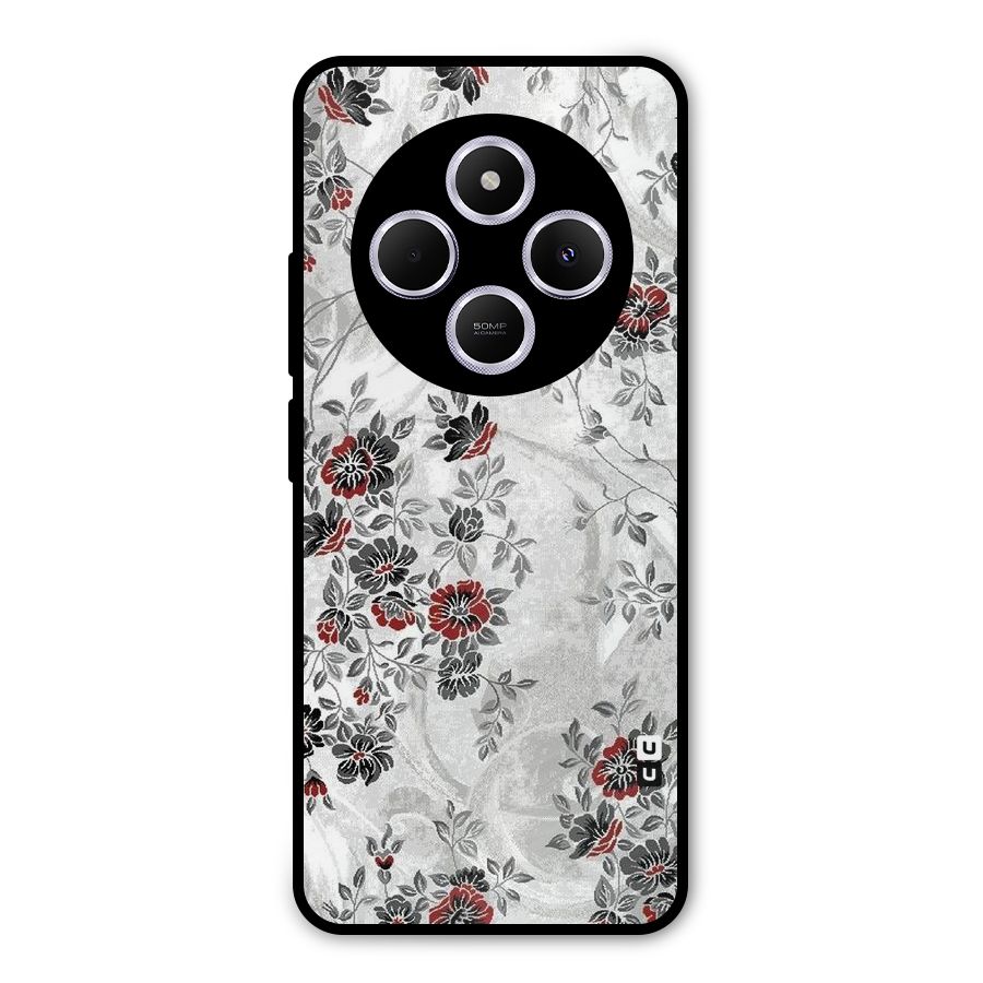 Pleasing Grey Floral Metal Back Case for Poco C75 5G