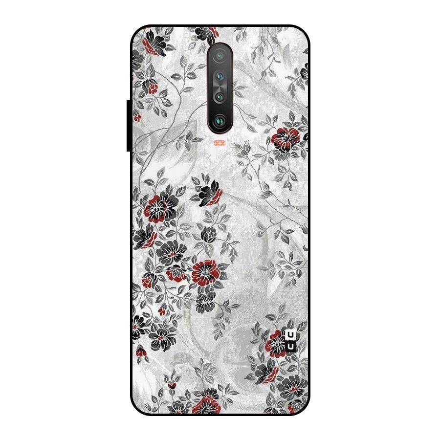 Pleasing Grey Floral Metal Back Case for Poco X2