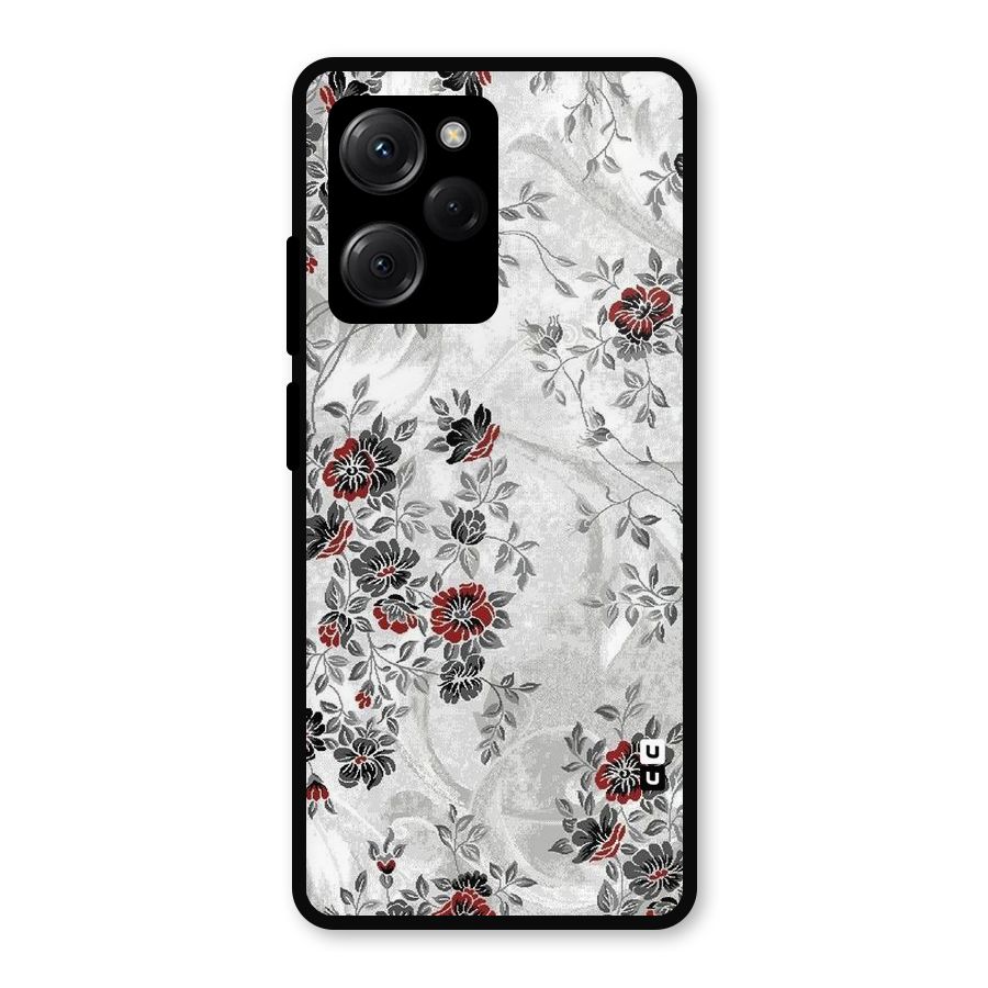 Pleasing Grey Floral Metal Back Case for Poco X5 Pro