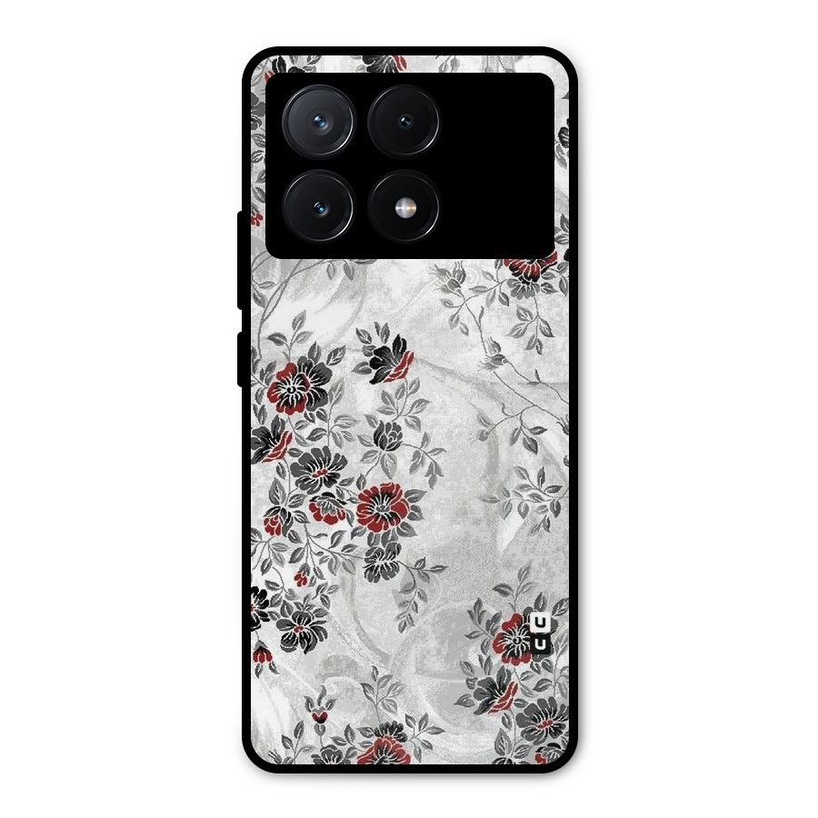 Pleasing Grey Floral Metal Back Case for Poco X6 Pro