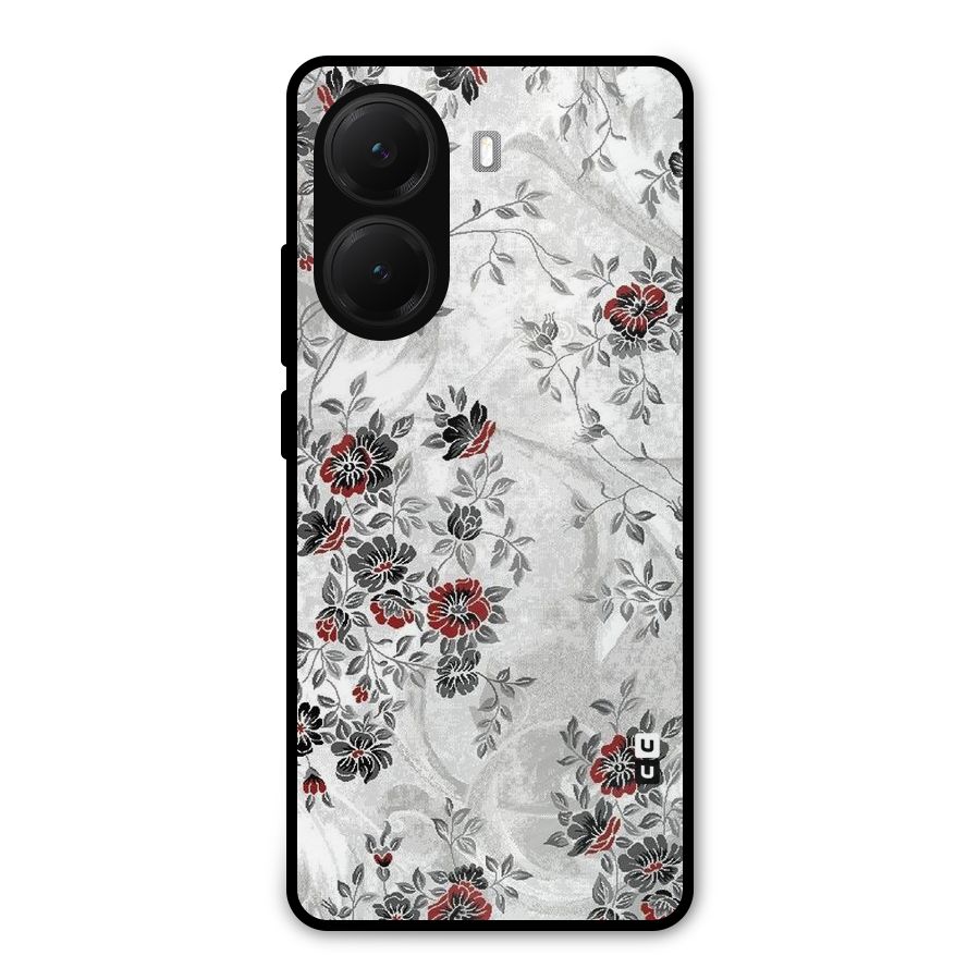 Pleasing Grey Floral Metal Back Case for Poco X7 Pro