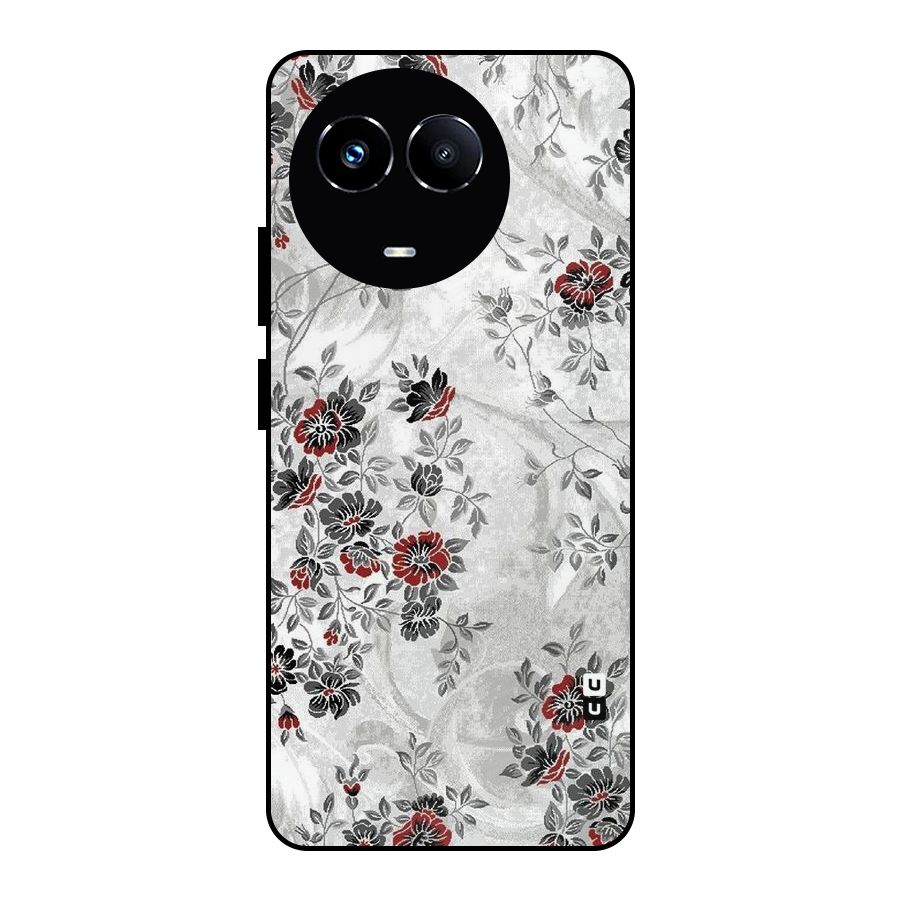 Pleasing Grey Floral Metal Back Case for Realme 11X