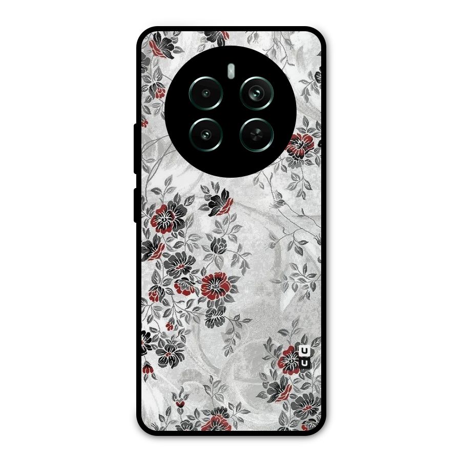 Pleasing Grey Floral Metal Back Case for Realme 12 Pro Plus