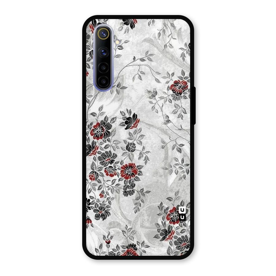 Pleasing Grey Floral Metal Back Case for Realme 6i