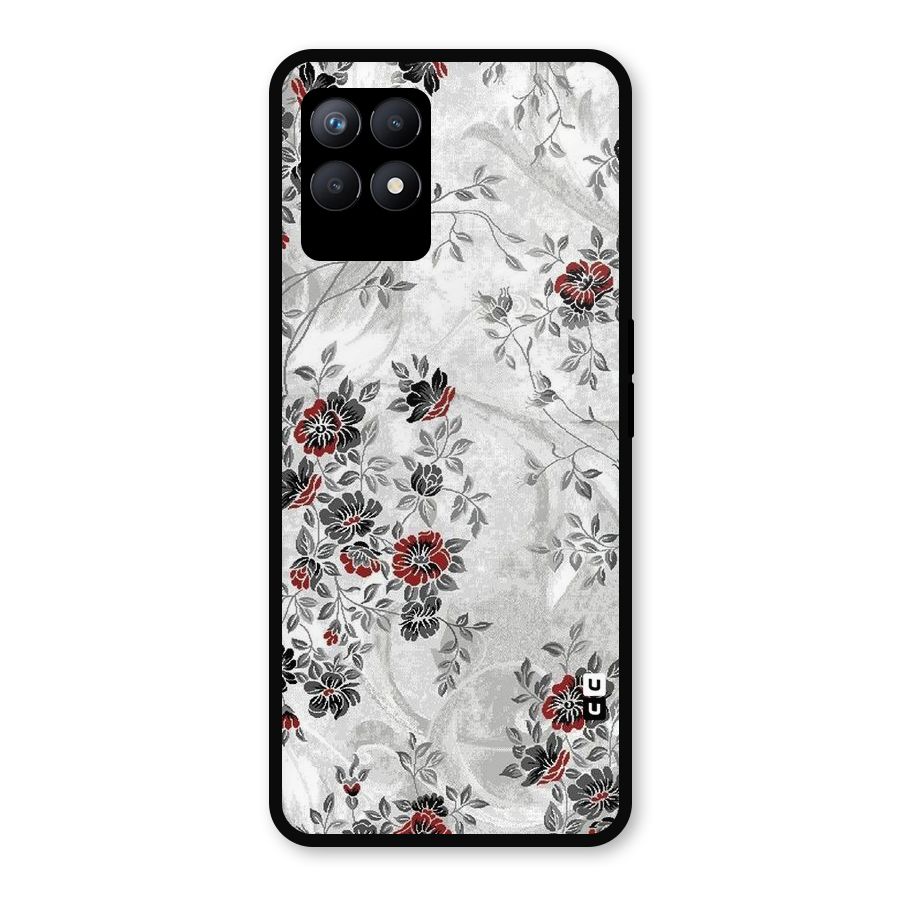 Pleasing Grey Floral Metal Back Case for Realme 8i
