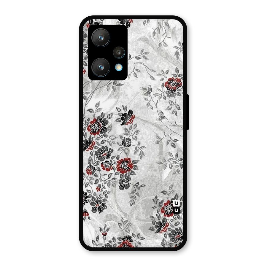 Pleasing Grey Floral Metal Back Case for Realme 9 Pro Plus 5G