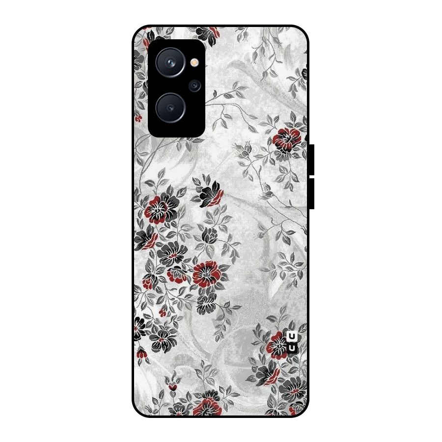 Pleasing Grey Floral Metal Back Case for Realme 9i 5G
