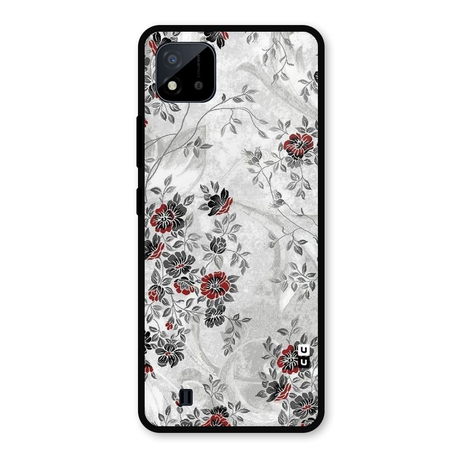Pleasing Grey Floral Metal Back Case for Realme C11 2021
