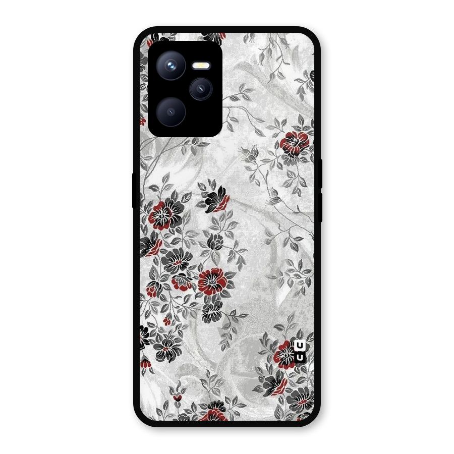 Pleasing Grey Floral Metal Back Case for Realme C35