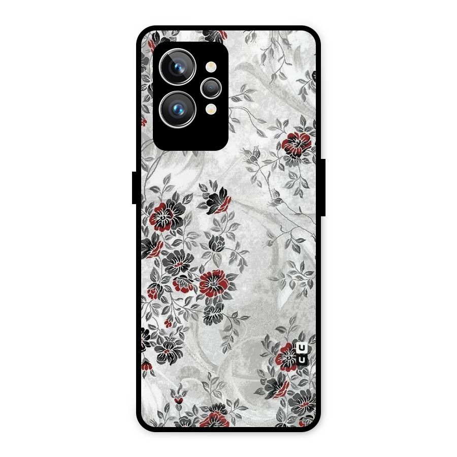 Pleasing Grey Floral Metal Back Case for Realme GT2 Pro