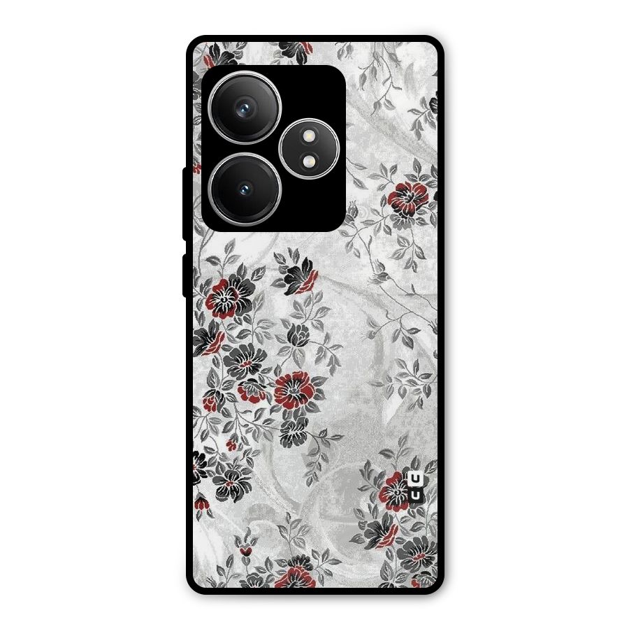 Pleasing Grey Floral Metal Back Case for Realme GT 6T