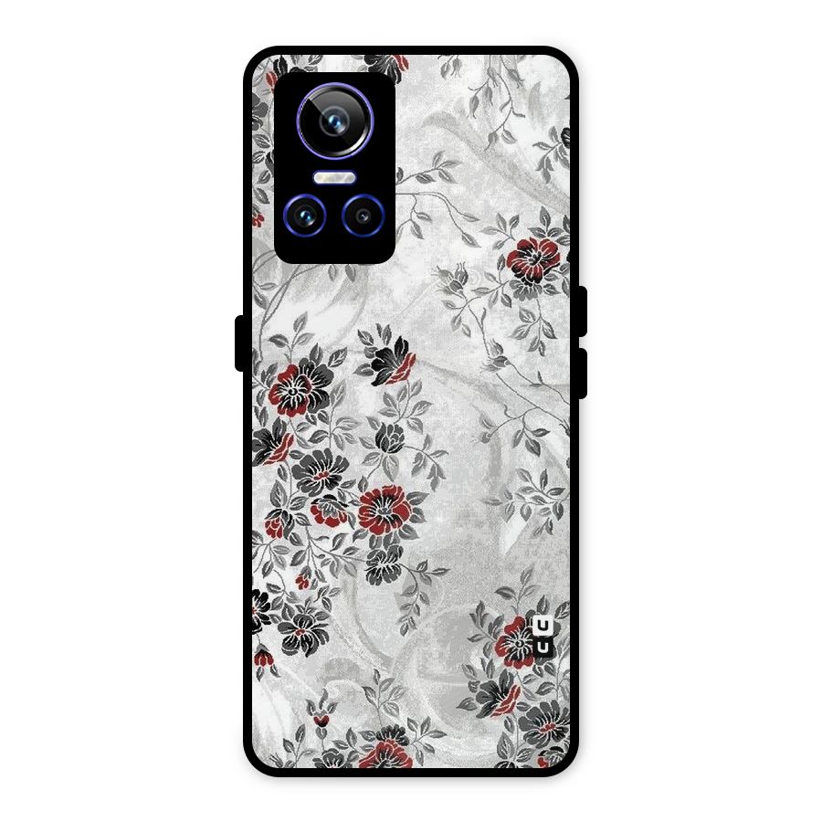Pleasing Grey Floral Metal Back Case for Realme GT Neo 3