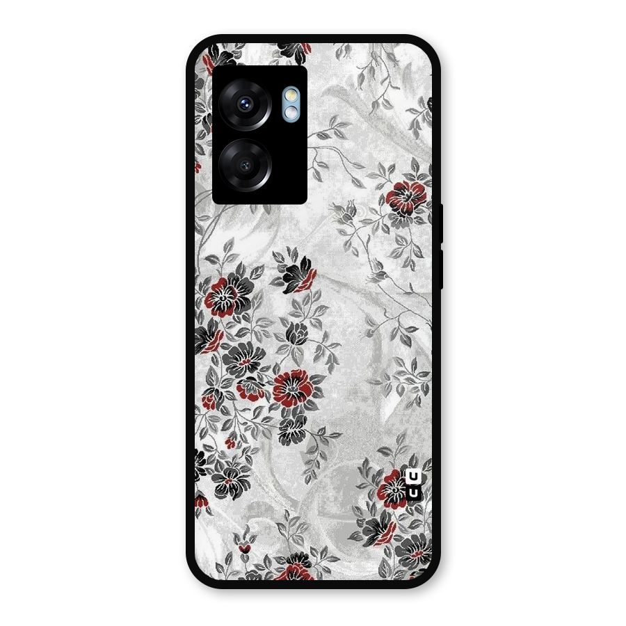 Pleasing Grey Floral Metal Back Case for Realme Narzo 50 5G