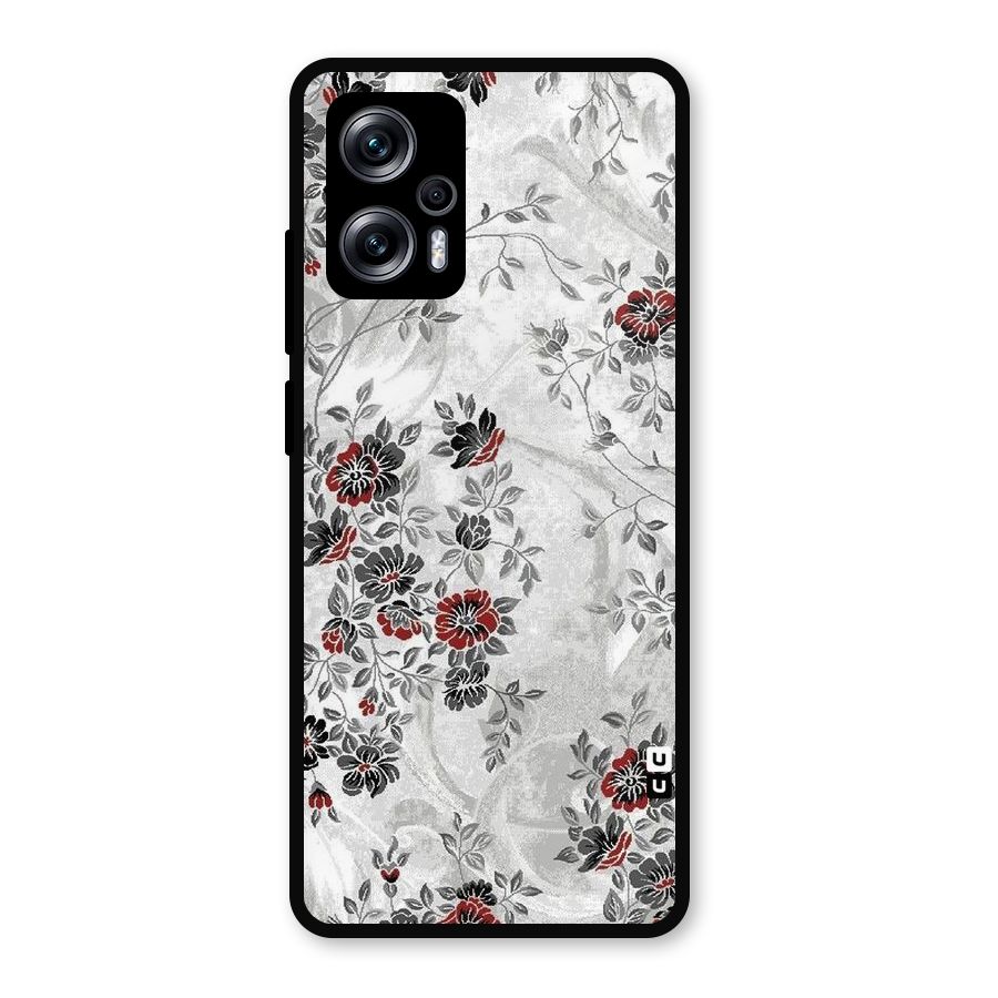 Pleasing Grey Floral Metal Back Case for Redmi K50i