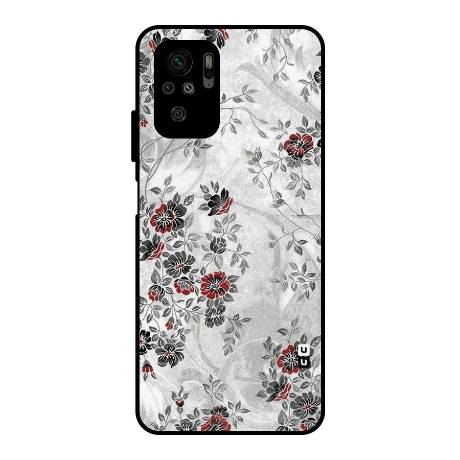 Pleasing Grey Floral Metal Back Case for Redmi Note 10S