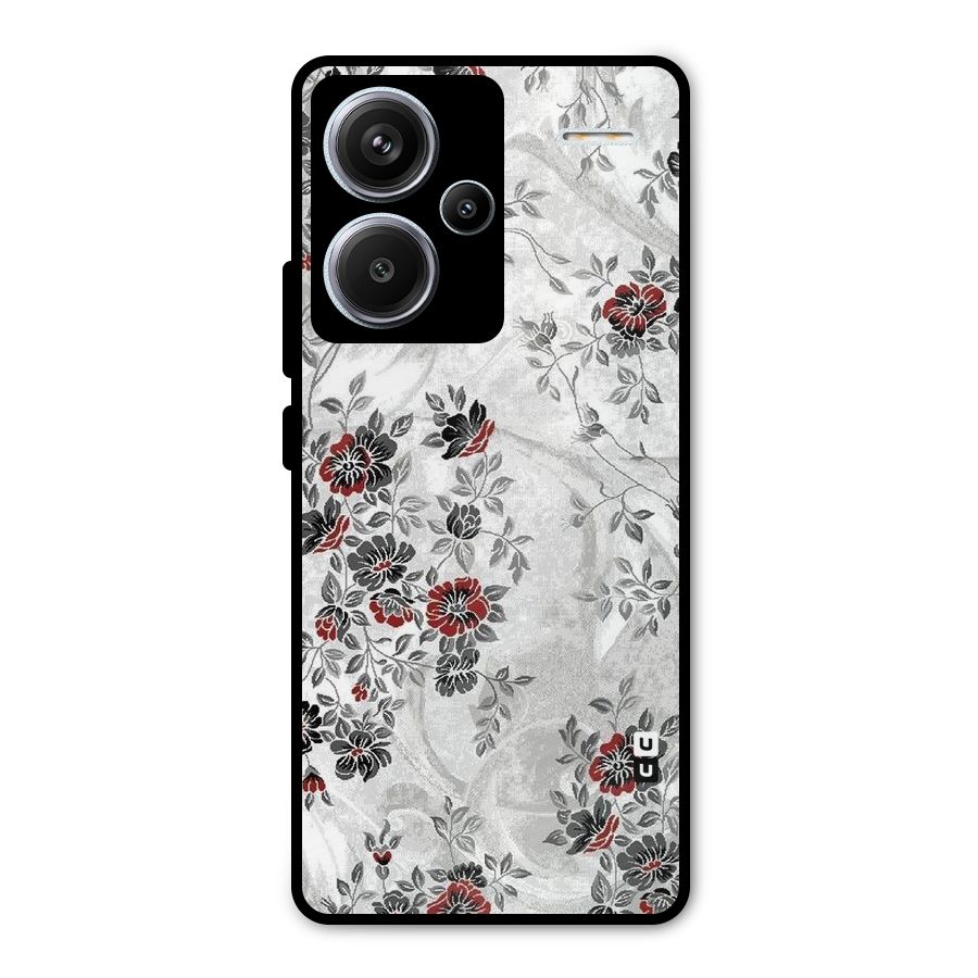 Pleasing Grey Floral Metal Back Case for Redmi Note 13 Pro Plus
