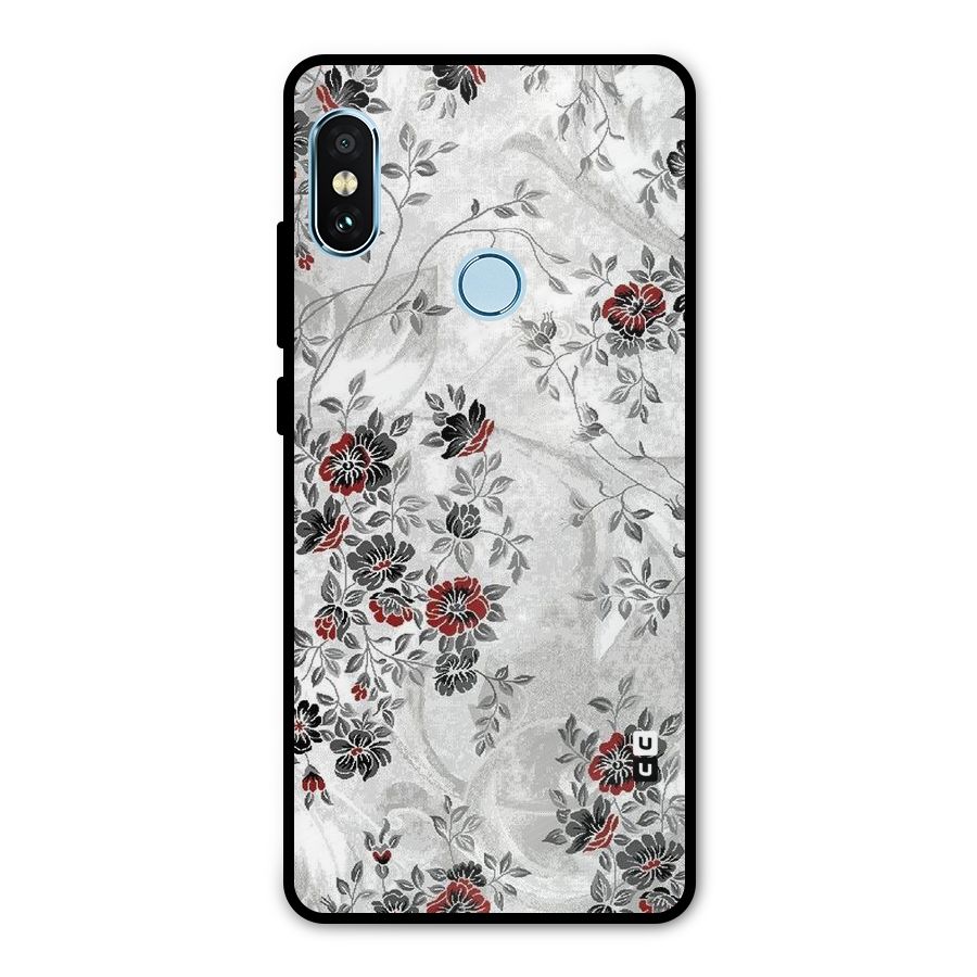 Pleasing Grey Floral Metal Back Case for Redmi Note 5 Pro