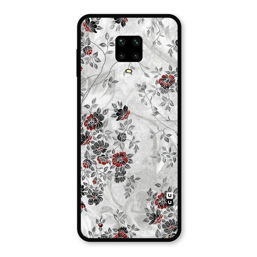 Pleasing Grey Floral Metal Back Case for Redmi Note 9 Pro Max