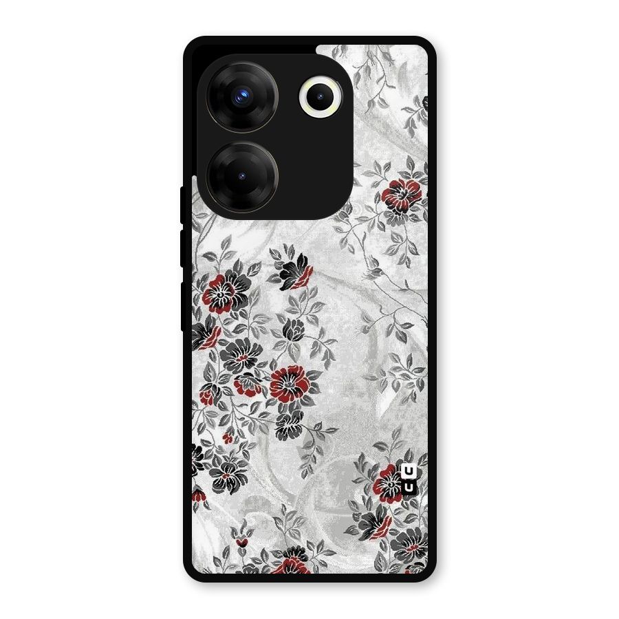 Pleasing Grey Floral Metal Back Case for Tecno Camon 20