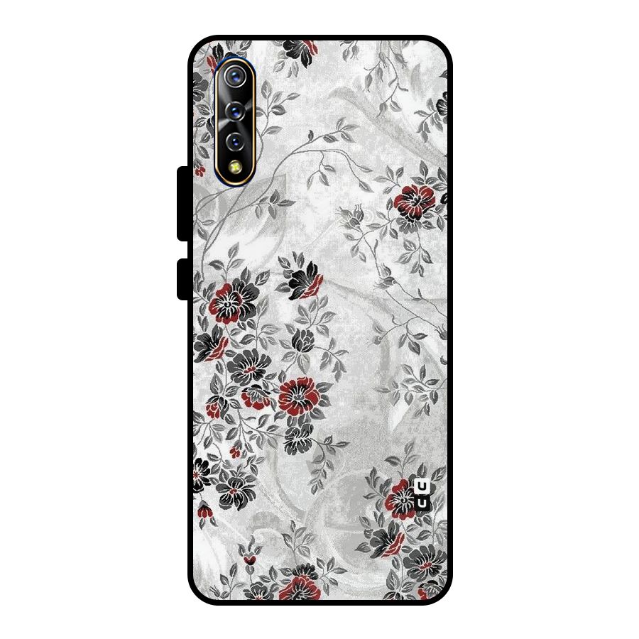 Pleasing Grey Floral Metal Back Case for Vivo S1