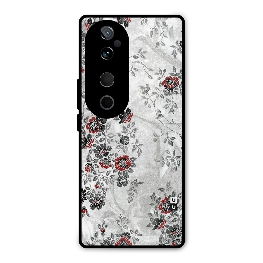 Pleasing Grey Floral Metal Back Case for Vivo T3 Ultra