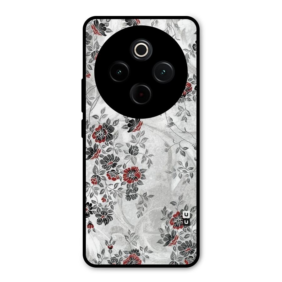Pleasing Grey Floral Metal Back Case for Vivo T4