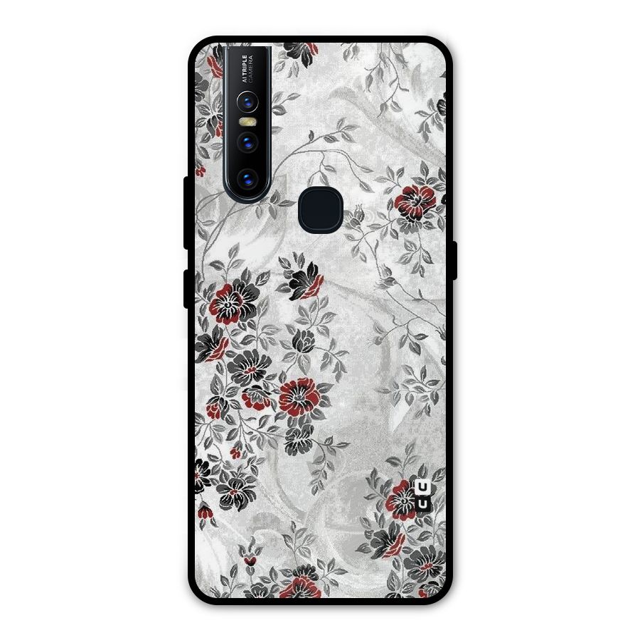 Pleasing Grey Floral Metal Back Case for Vivo V15