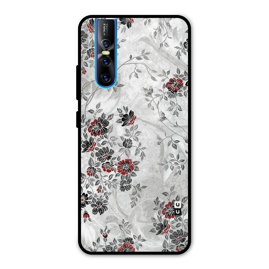 Pleasing Grey Floral Metal Back Case for Vivo V15 Pro