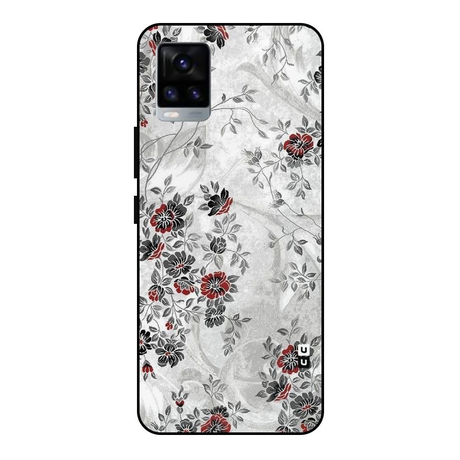 Pleasing Grey Floral Metal Back Case for Vivo V20 2021