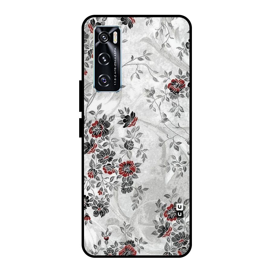 Pleasing Grey Floral Metal Back Case for Vivo V20 SE
