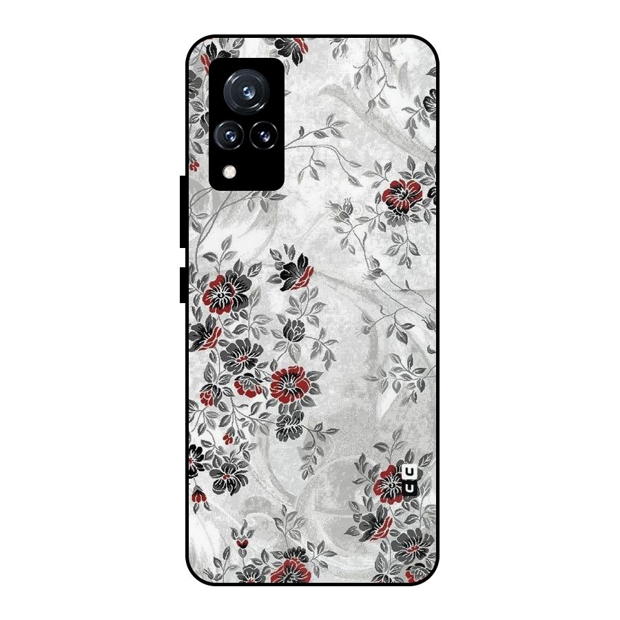 Pleasing Grey Floral Metal Back Case for Vivo V21 5G