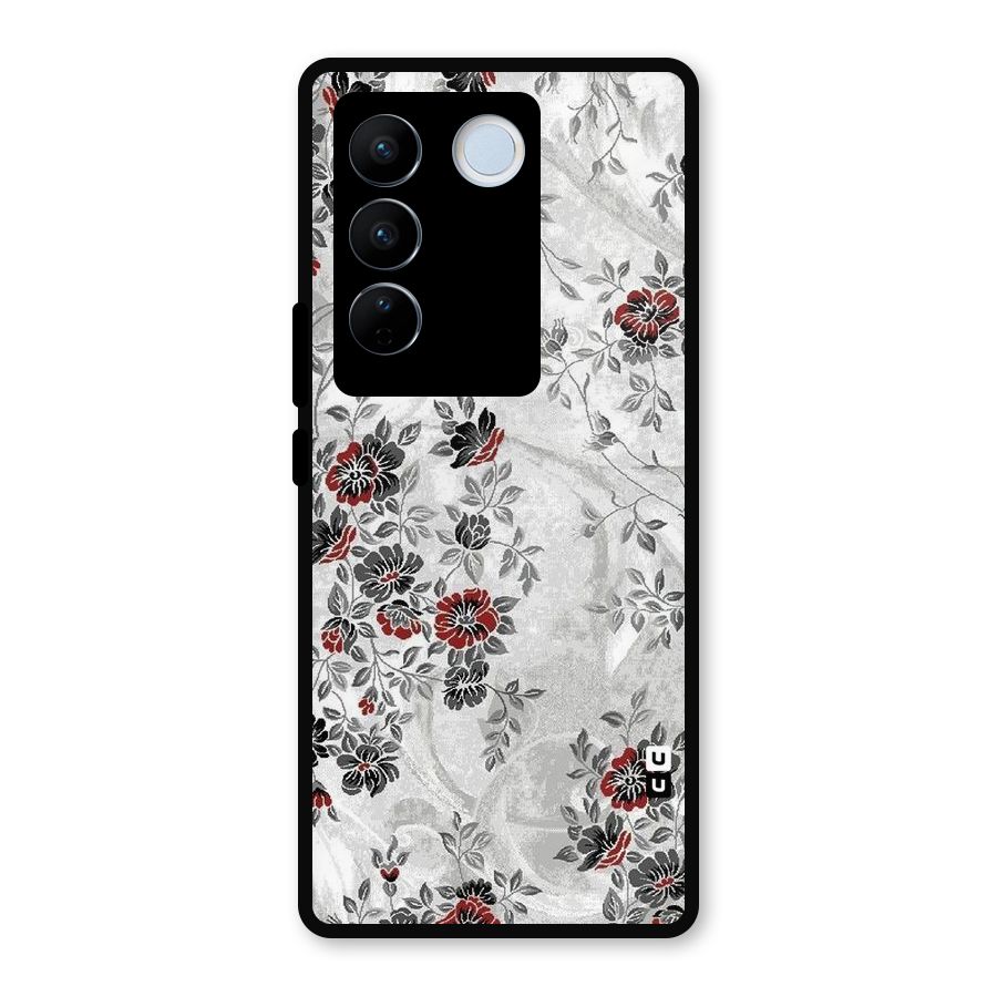 Pleasing Grey Floral Metal Back Case for Vivo V27