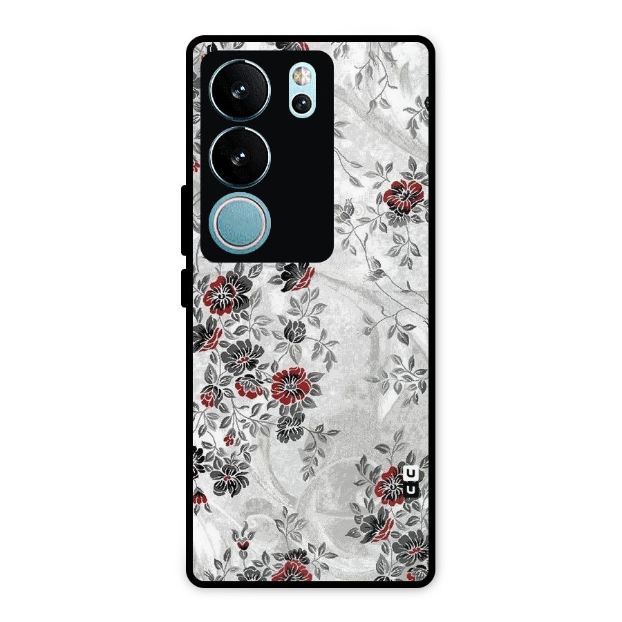 Pleasing Grey Floral Metal Back Case for Vivo V29
