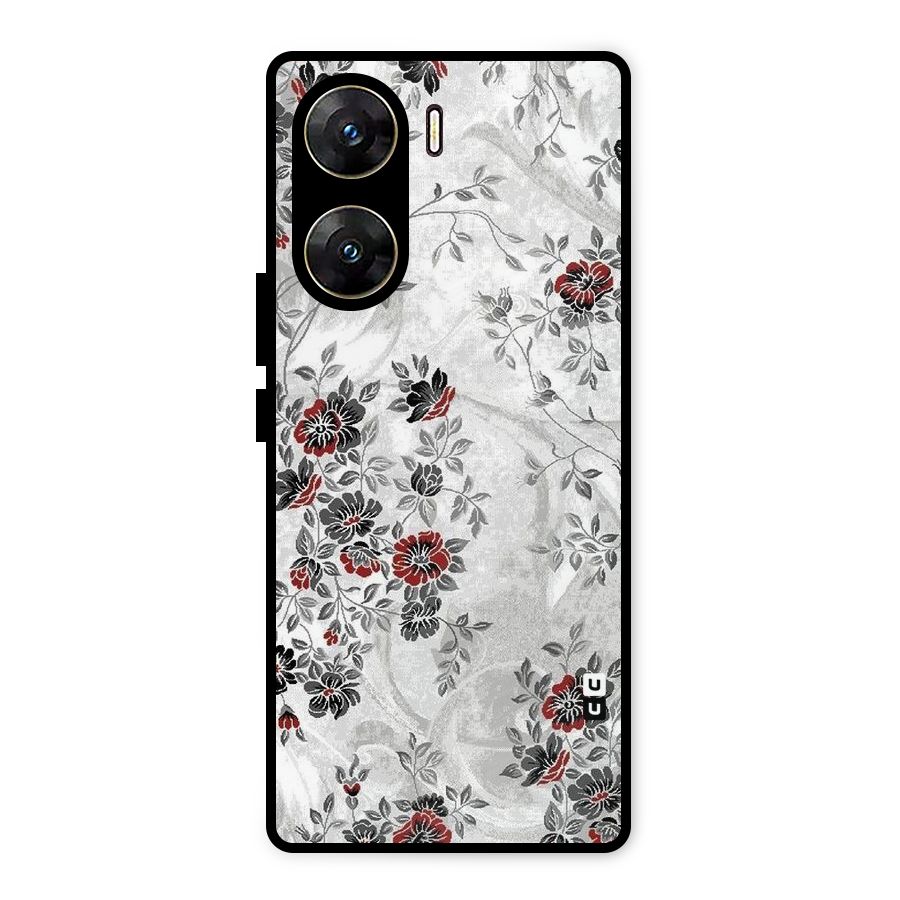Pleasing Grey Floral Metal Back Case for Vivo V29e