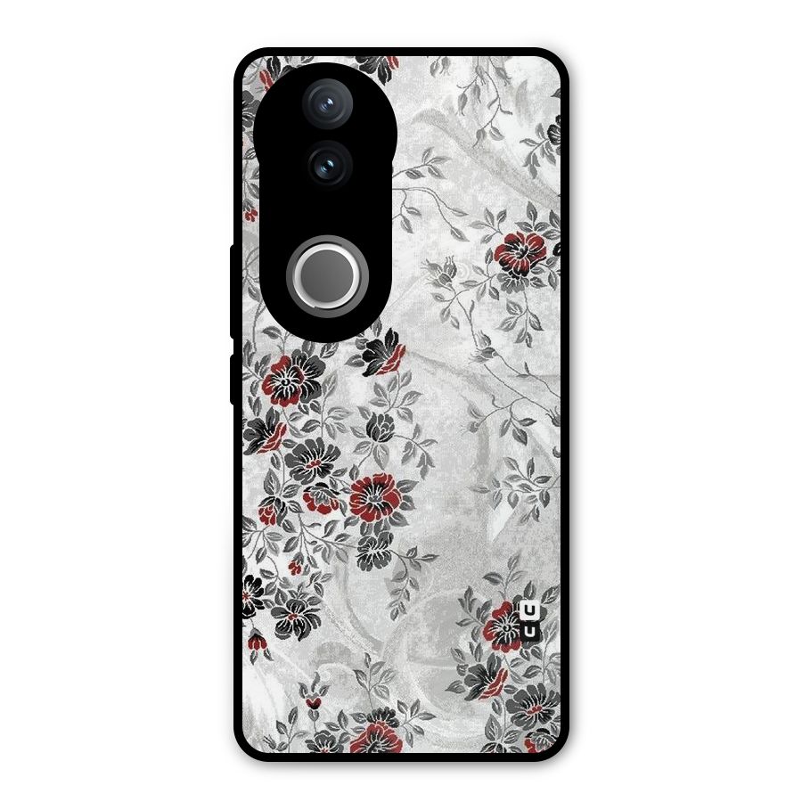 Pleasing Grey Floral Metal Back Case for Vivo V50e
