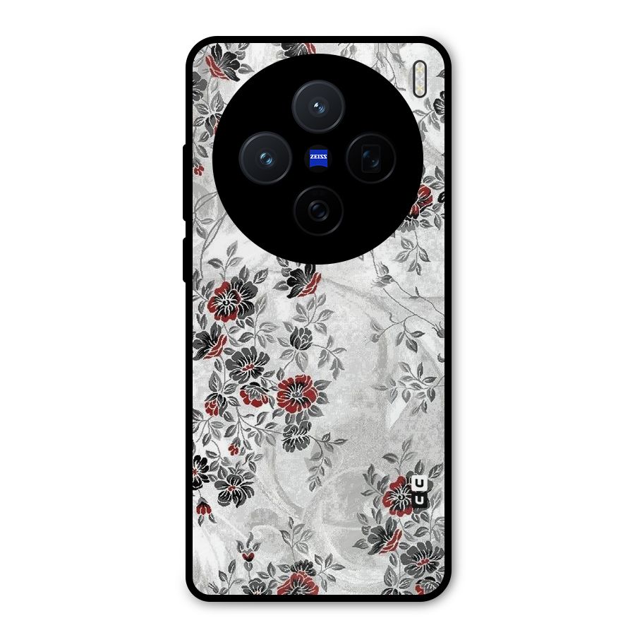 Pleasing Grey Floral Metal Back Case for Vivo X200