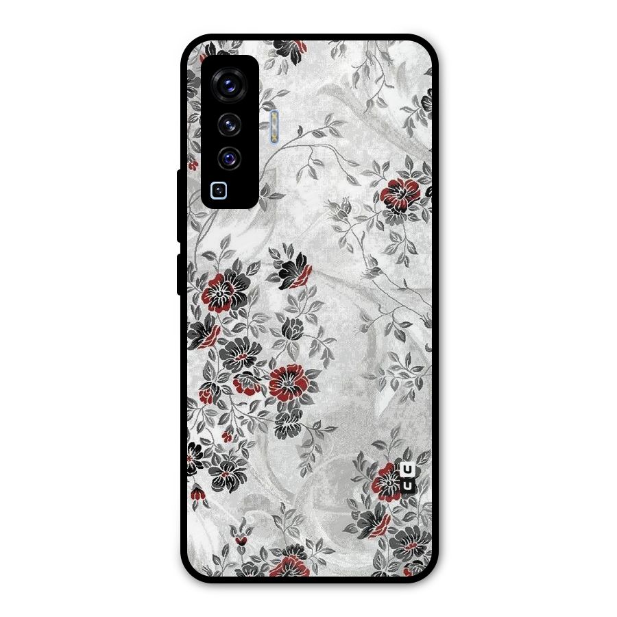 Pleasing Grey Floral Metal Back Case for Vivo X50