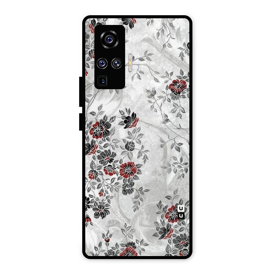 Pleasing Grey Floral Metal Back Case for Vivo X50 Pro