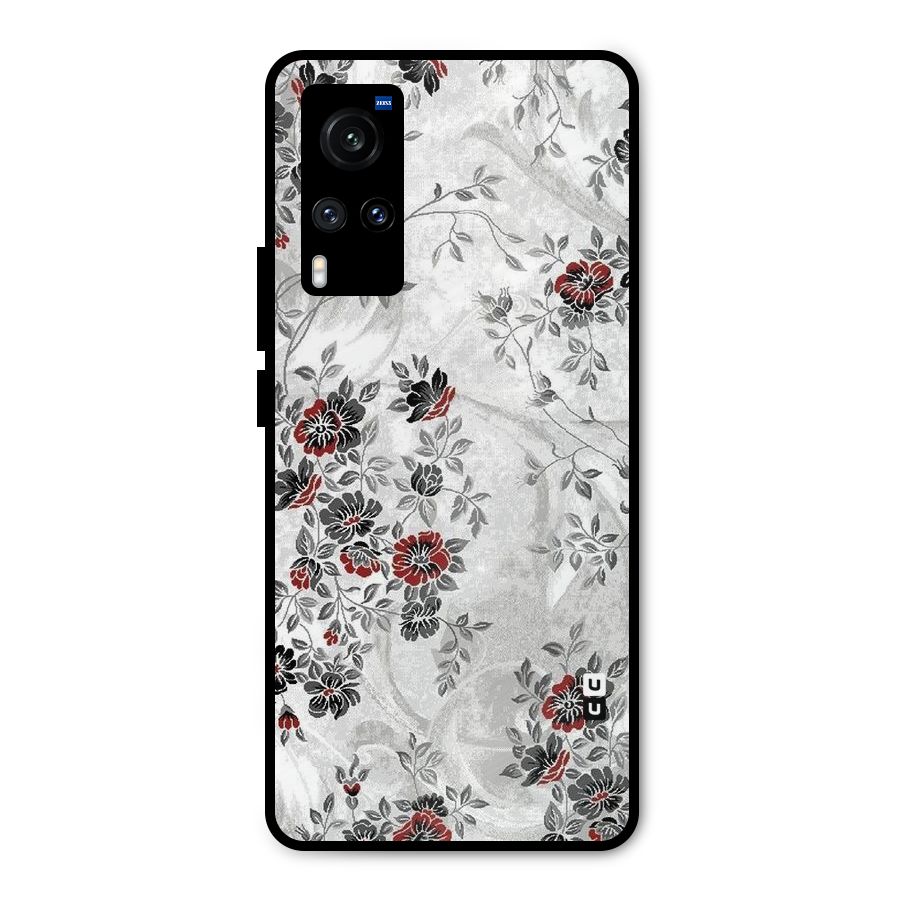 Pleasing Grey Floral Metal Back Case for Vivo X60