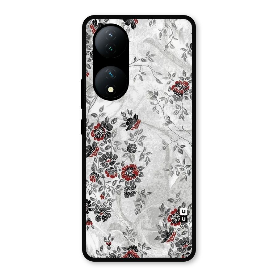Pleasing Grey Floral Metal Back Case for Vivo Y100a
