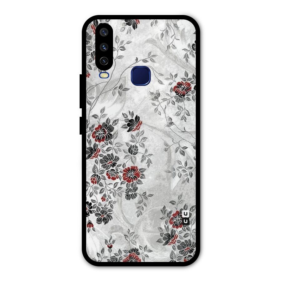 Pleasing Grey Floral Metal Back Case for Vivo Y15