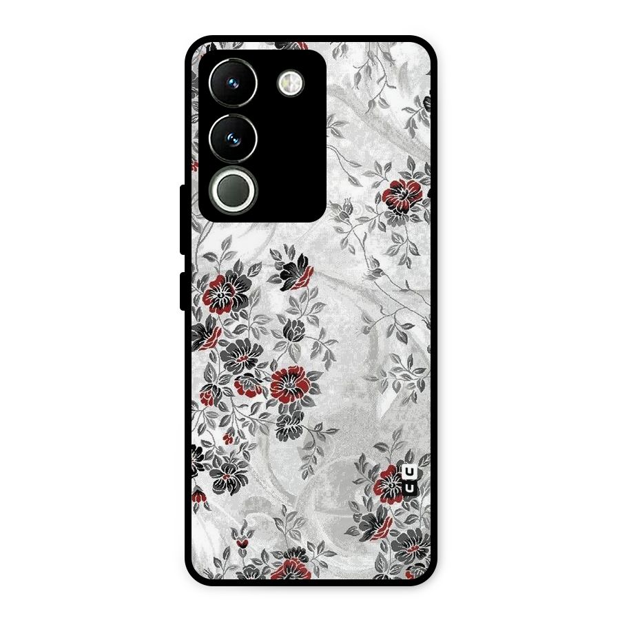 Pleasing Grey Floral Metal Back Case for Vivo Y200