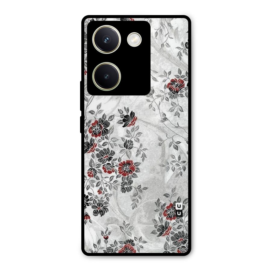 Pleasing Grey Floral Metal Back Case for Vivo Y200 Pro