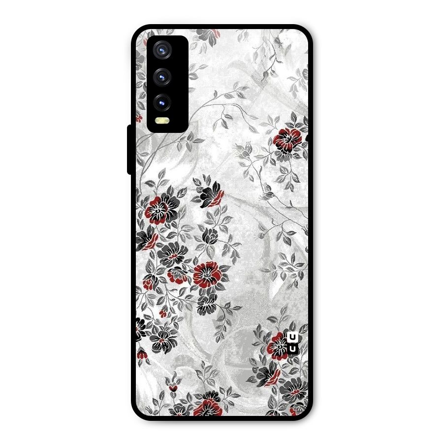 Pleasing Grey Floral Metal Back Case for Vivo Y20g