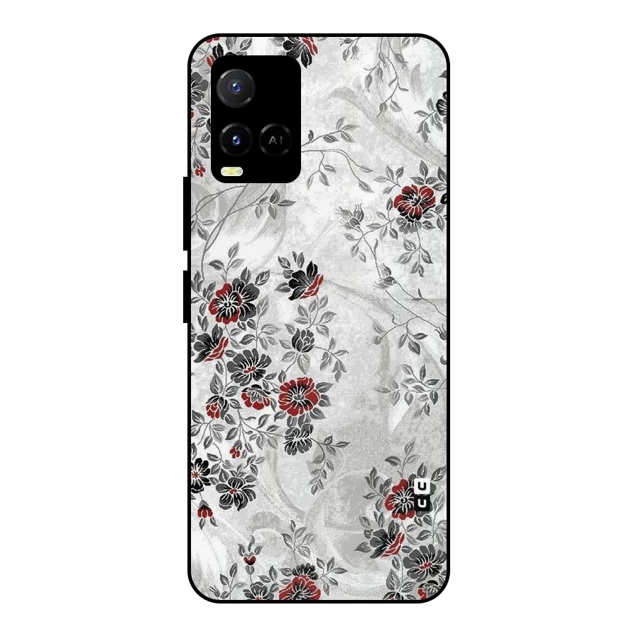 Pleasing Grey Floral Metal Back Case for Vivo Y21