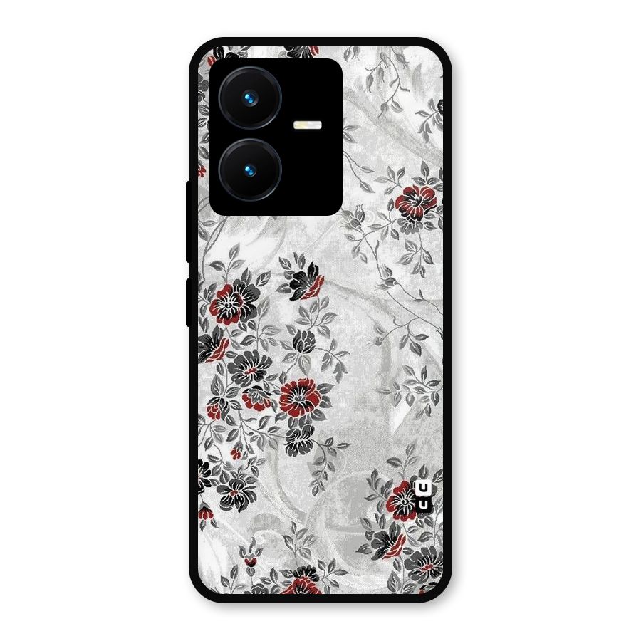 Pleasing Grey Floral Metal Back Case for Vivo Y22