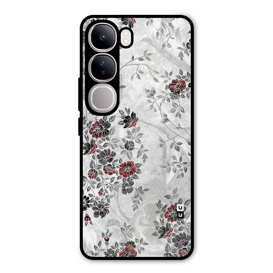 Pleasing Grey Floral Metal Back Case for Vivo Y300