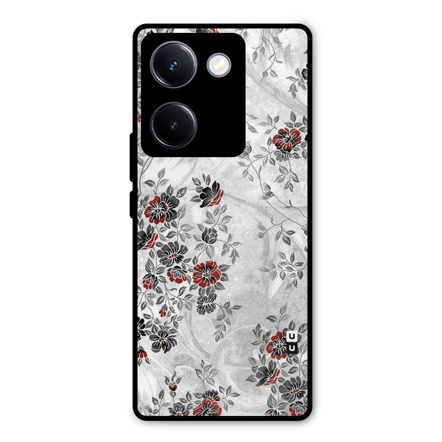 Pleasing Grey Floral Metal Back Case for Vivo Y300 Plus